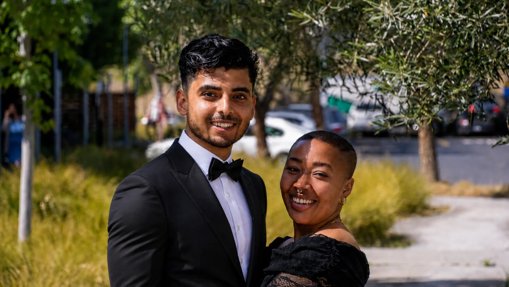 A formal post-wedding portrait of Akshat and Jade